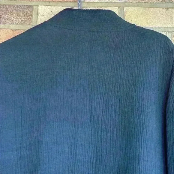 Eileen Fisher EUC textured Rayon Silk Blend high collar open front jacket - Picture 6 of 8